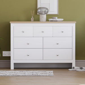 Arlington 7 Drawer Chest of Drawers in White – Spacious Bedroom Storage Unit
