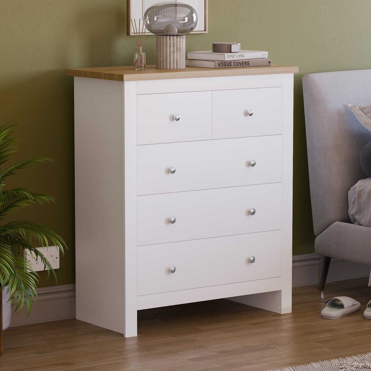 Arlington 5-Drawer Chest - White
