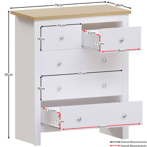 Arlington 5-Drawer Chest - White