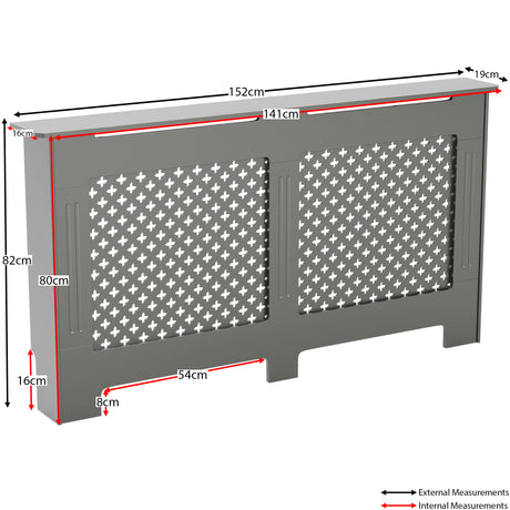 Oxford Radiator Cover - Grey, Large, Modern Design
