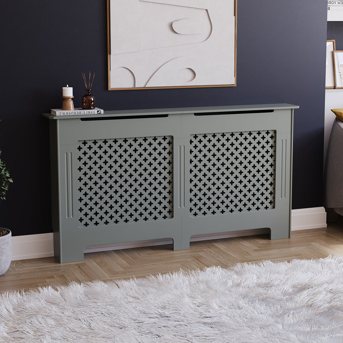 Oxford Radiator Cover - Grey, Large, Modern Design
