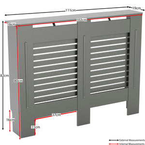 Milton Radiator Cover - Grey, Medium, Horizontal Grille Design
