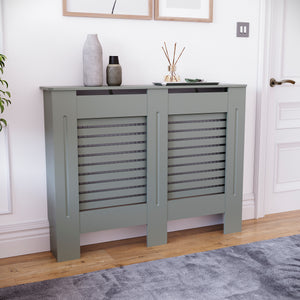 Milton Radiator Cover - Grey, Medium, Horizontal Grille Design
