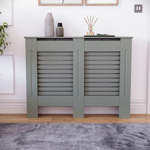 Milton Radiator Cover - Grey, Medium, Horizontal Grille Design
