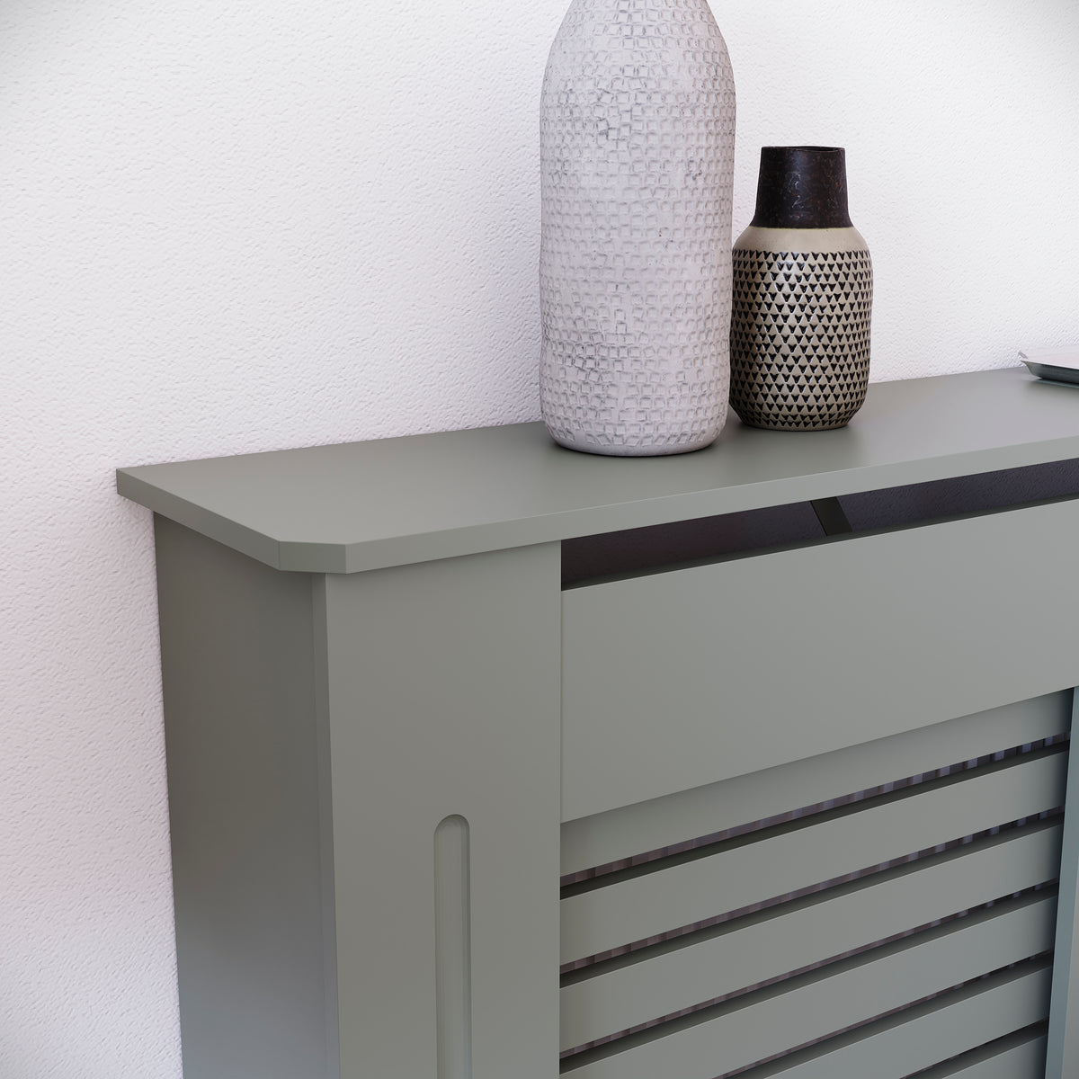 Milton Radiator Cover - Grey, Medium, Horizontal Grille Design
