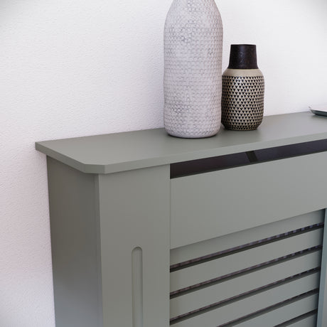 Milton Radiator Cover - Grey, Medium, Horizontal Grille Design
