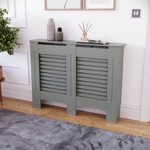 Milton Radiator Cover - Grey, Medium, Horizontal Grille Design
