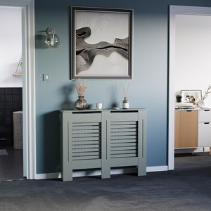 Milton Radiator Cover - Grey, Medium, Horizontal Grille Design
