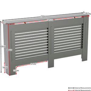 Milton Radiator Cover - Grey, Large, Horizontal Grille Design
