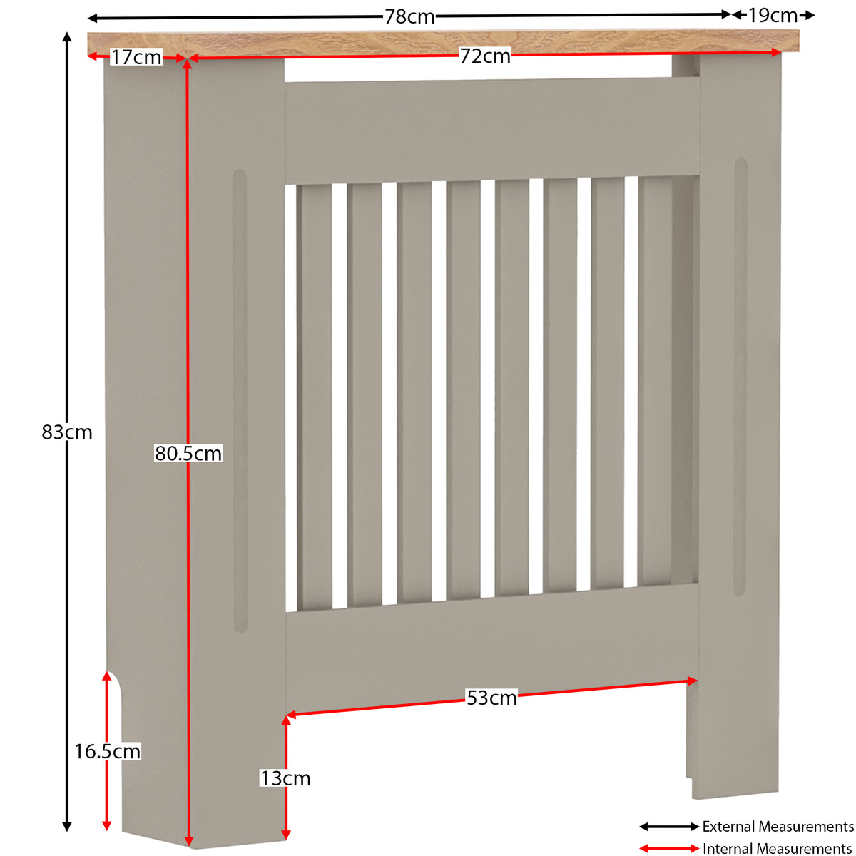 Arlington Radiator Cover - Grey, Small
