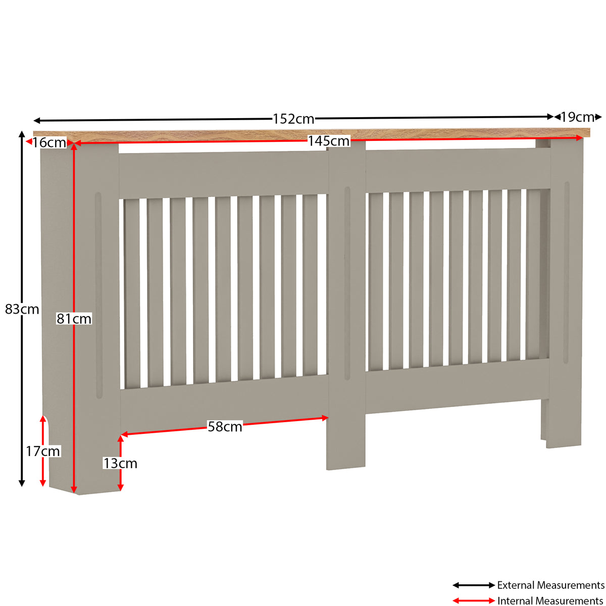 Arlington Radiator Cover - Grey, Large