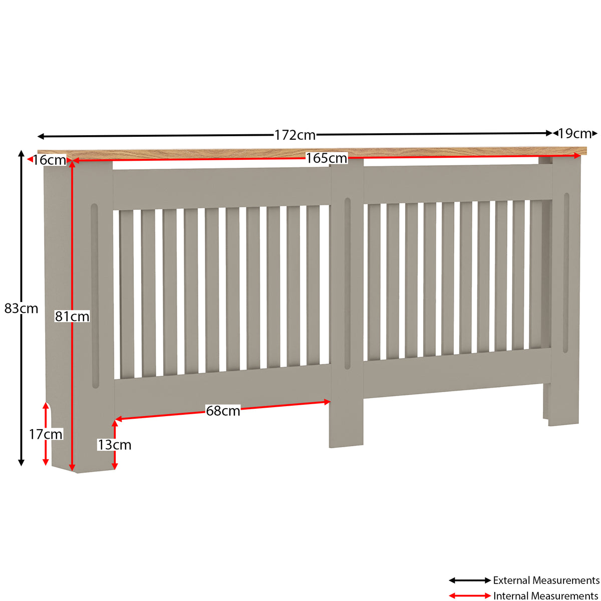 Arlington Radiator Cover - Grey, Extra Large