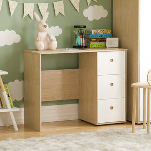 Neptune 3-Drawer Desk - White & Oak