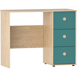 Neptune 3-Drawer Desk - Green & Oak