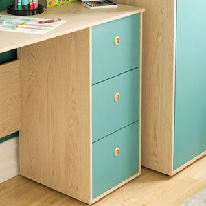 Neptune 3-Drawer Desk - Green & Oak