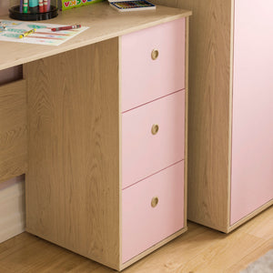 Neptune 3-Drawer Desk - Pink & Oak
