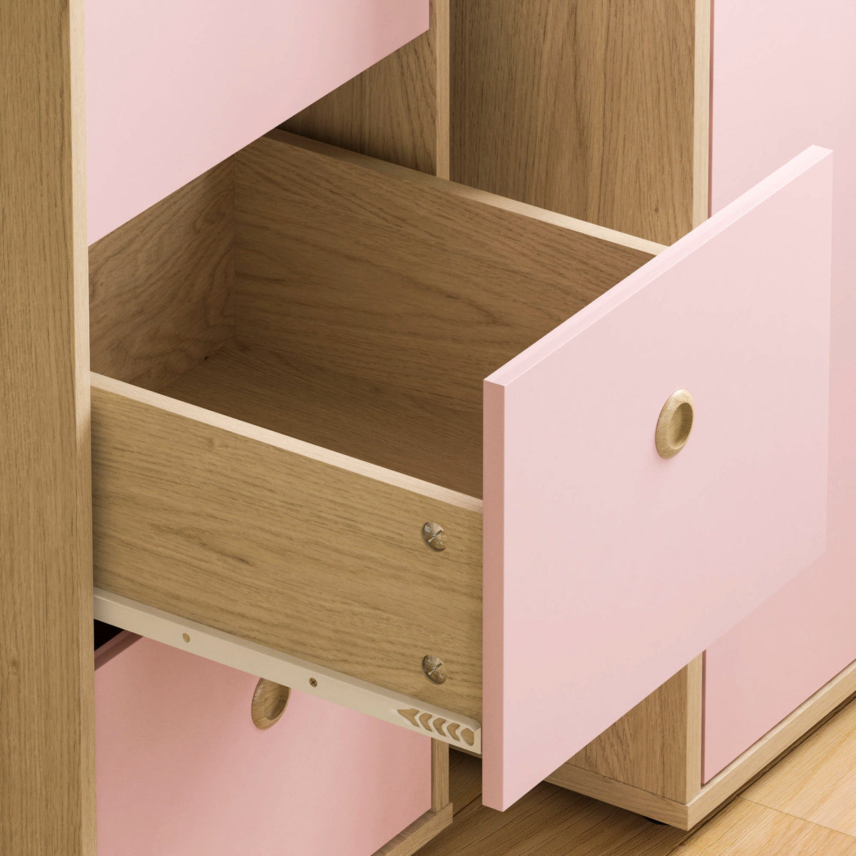 Neptune 3-Drawer Desk - Pink & Oak