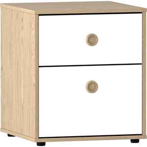 Neptune 2-Drawer Bedside Table - White & Oak