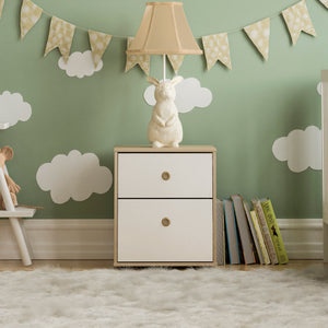 Neptune 2-Drawer Bedside Table - White & Oak