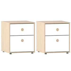 Neptune 2-Drawer Bedside Table - White & Oak, Set of 2