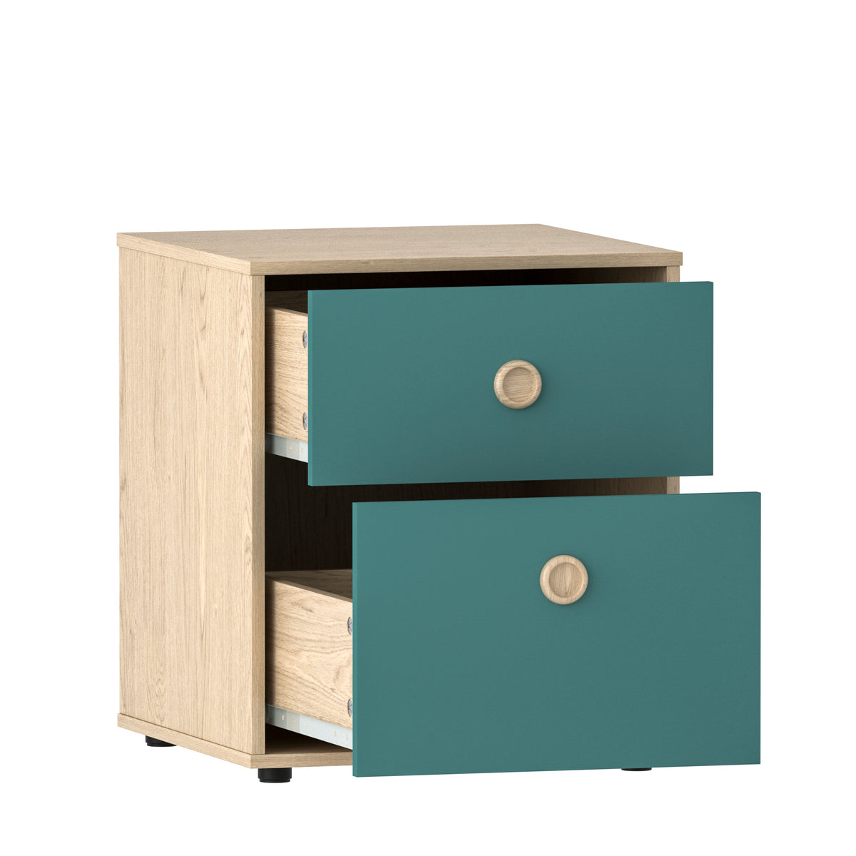 Neptune 2-Drawer Bedside Table - Green & Oak