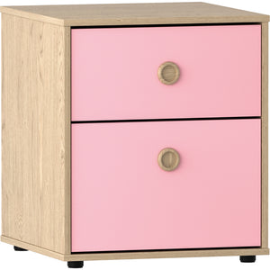 Neptune 2-Drawer Bedside Table - Pink & Oak