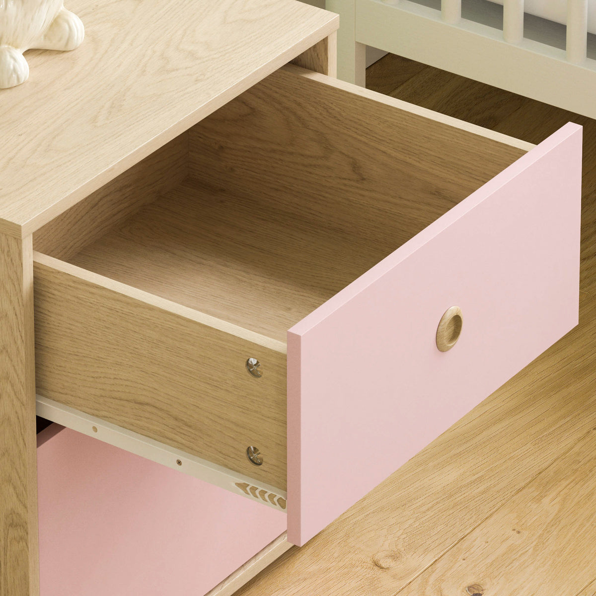 Neptune 2-Drawer Bedside Table - Pink & Oak