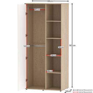 Neptune 1-Door Wardrobe - White & Oak