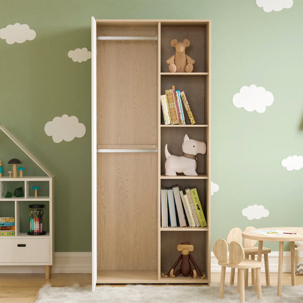Neptune 1-Door Wardrobe - White & Oak