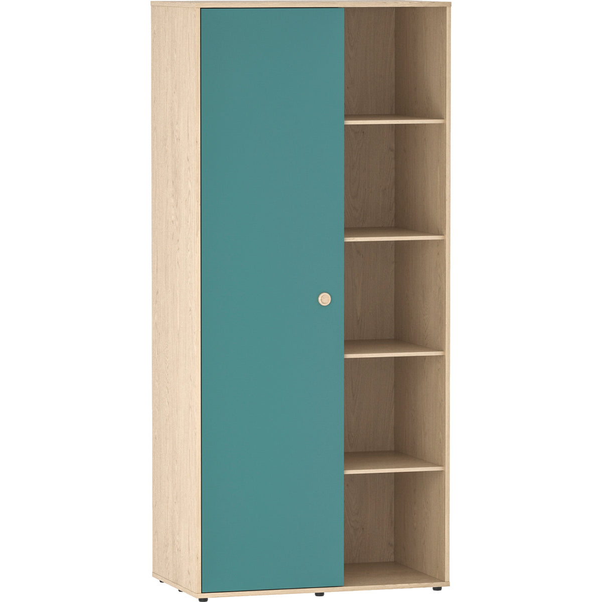 Neptune 1-Door Wardrobe - Green & Oak