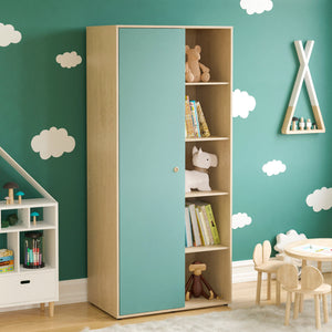 Neptune 1-Door Wardrobe - Green & Oak