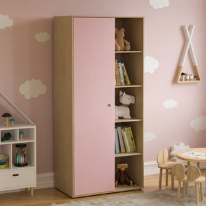 Neptune 1-Door Wardrobe - Pink & Oak