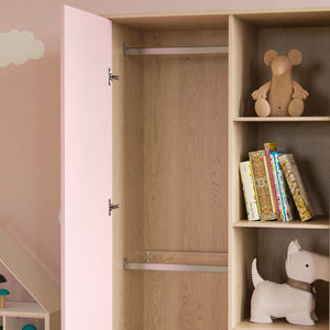 Neptune 1-Door Wardrobe - Pink & Oak