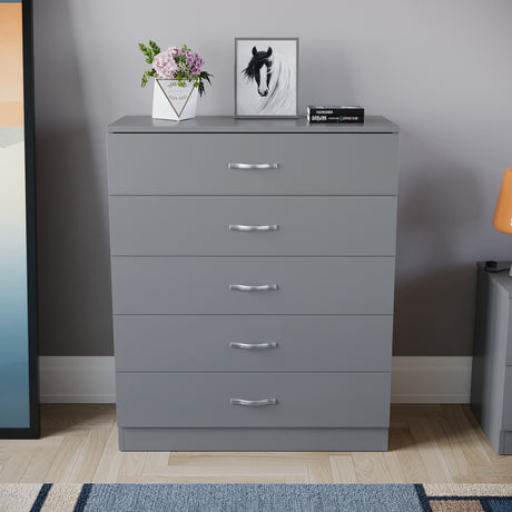 Riano 5 Drawer Chest Grey Bedroom Storage Unit
