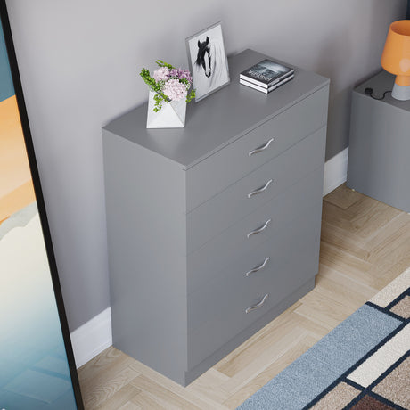 Riano 5 Drawer Chest Grey Bedroom Storage Unit
