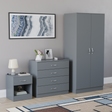 Riano Grey Bedroom Furniture Set with 1 Drawer Bedside, 4 Drawer Chest and 2 Door Wardrobe
