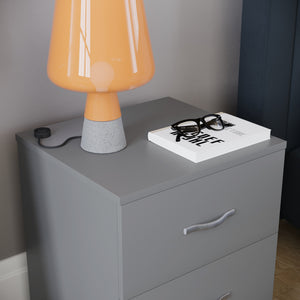 Riano 2 Drawer Bedside Chest Grey Bedroom Storage Unit
