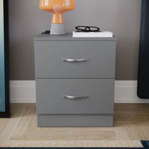 Riano 2 Drawer Bedside Chest Grey Bedroom Storage Unit
