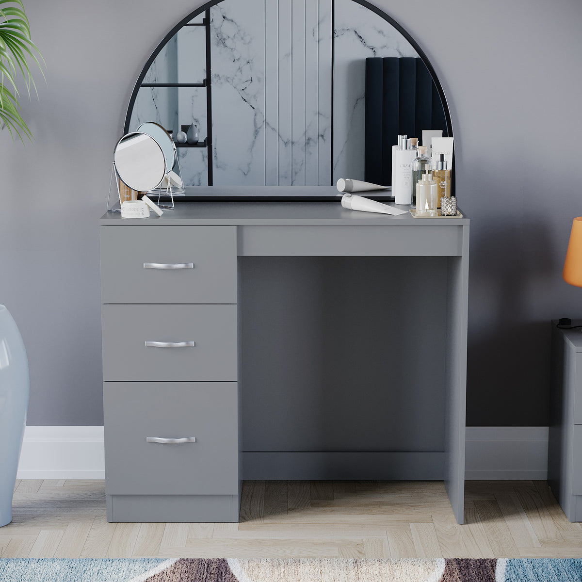 Riano 3-Drawer Dressing Table - Grey