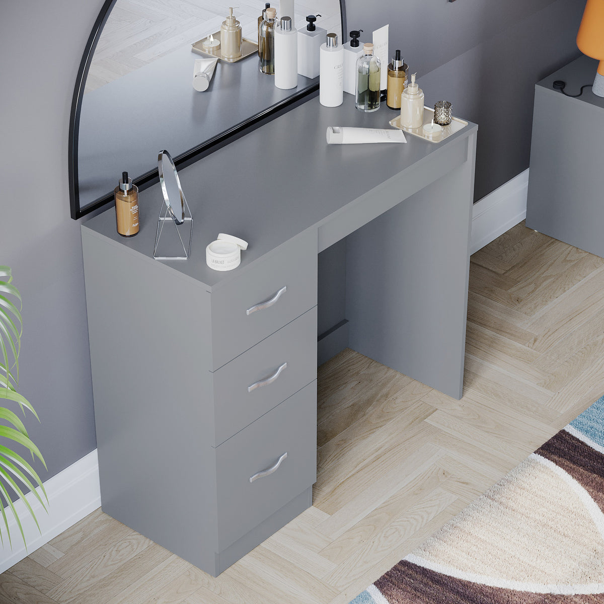 Riano 3-Drawer Dressing Table - Grey