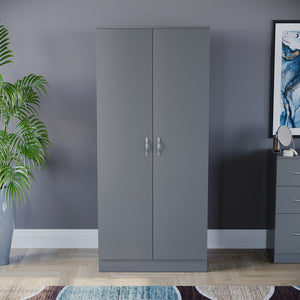 Riano 2 Door Wardrobe for Bedroom Storage - grey
