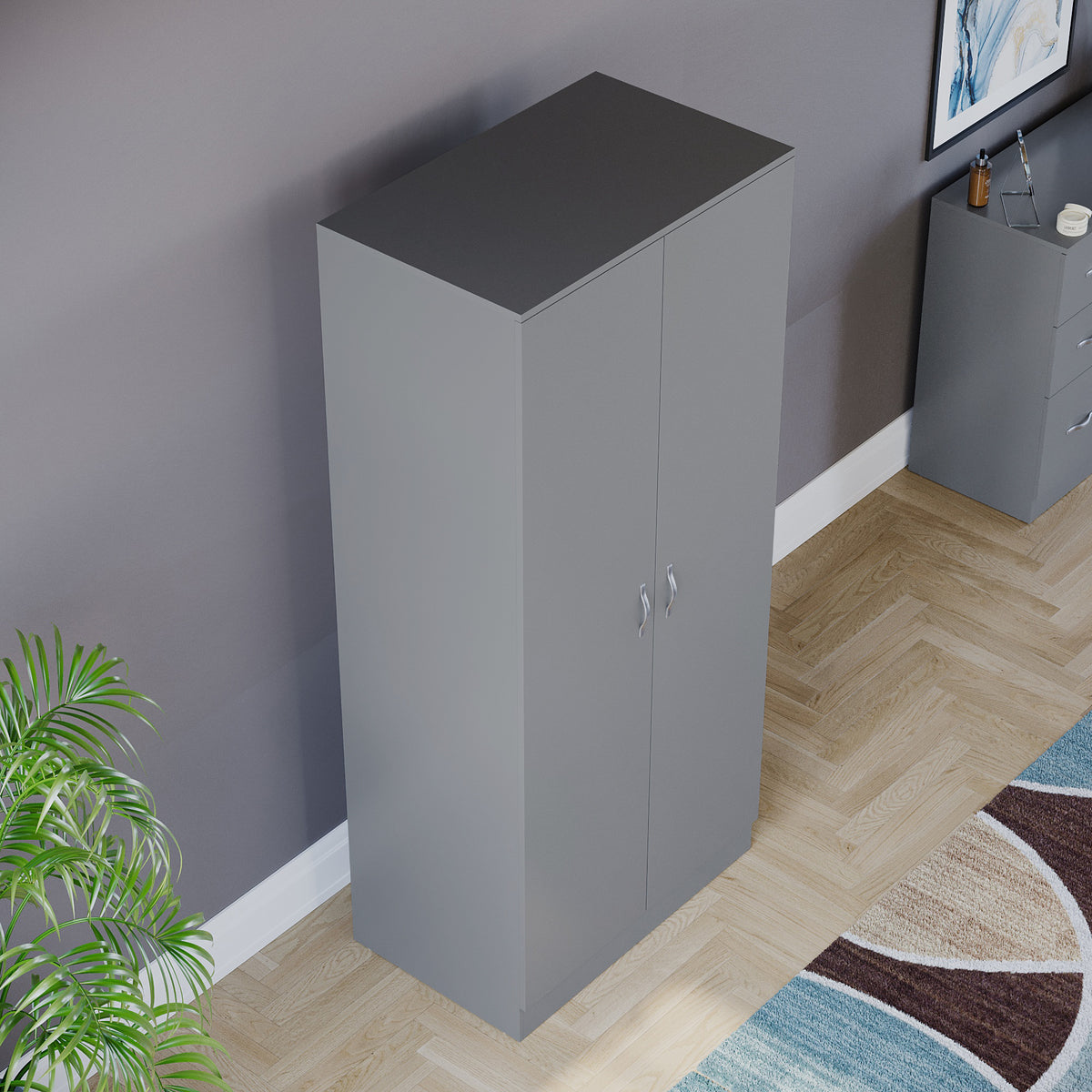 Riano 2 Door Wardrobe for Bedroom Storage - grey
