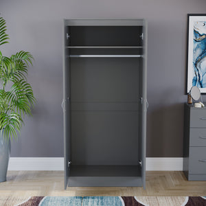 Riano 2 Door Wardrobe for Bedroom Storage - grey

