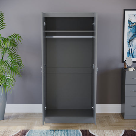 Riano 2 Door Wardrobe for Bedroom Storage - grey
