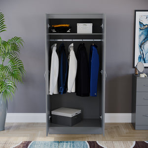 Riano 2 Door Wardrobe for Bedroom Storage - grey
