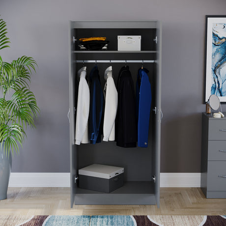 Riano 2 Door Wardrobe for Bedroom Storage - grey
