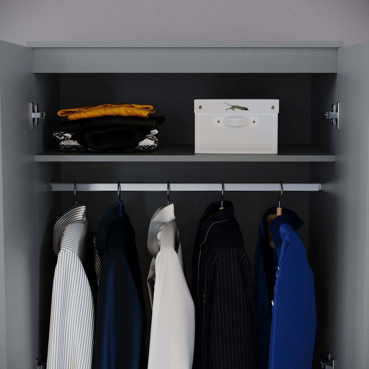 Riano 2 Door Wardrobe for Bedroom Storage - grey
