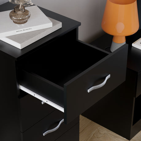 Riano 5 Drawer Narrow Chest Black Bedroom Storage Unit
