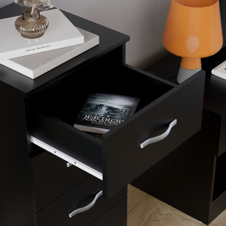 Riano 5 Drawer Narrow Chest Black Bedroom Storage Unit
