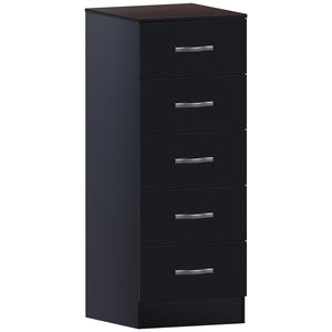 Riano 5 Drawer Narrow Chest Black Bedroom Storage Unit
